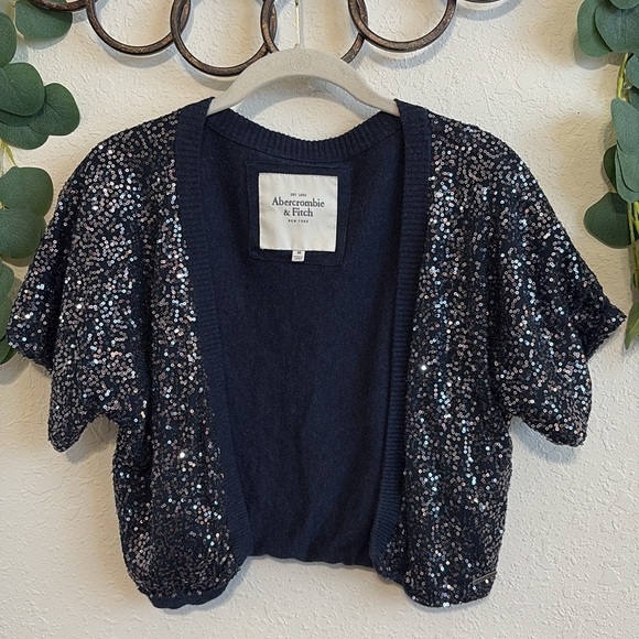 Abercrombie & Fitch Sweaters - Y2K Abercrombie & Fitch Blue Sequined Cropped Cardigan✨
